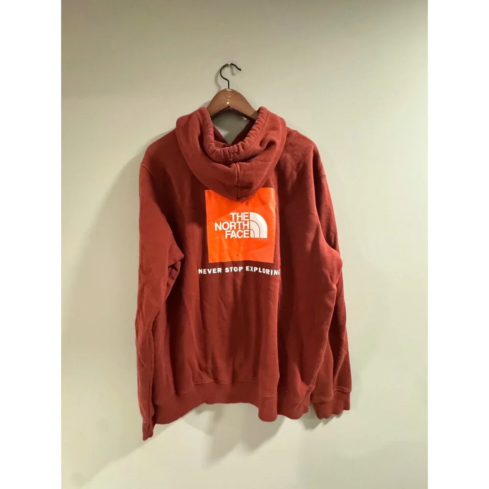 The North Face Box NSE Pullover Hoodie Logo Graphic Size XL Rust Red Men's
